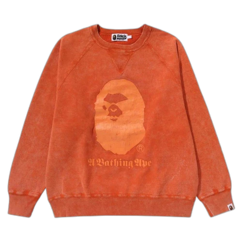 BAPE A Bathing Ape Overdye Relaxed Fit Crewneck 'Orange'