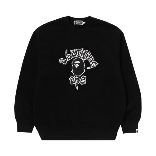 BAPE Mad Ape College Heavy Washed Crewneck 'Black'