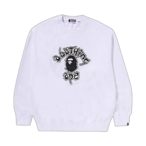 BAPE Mad Ape College Heavy Washed Crewneck 'White'