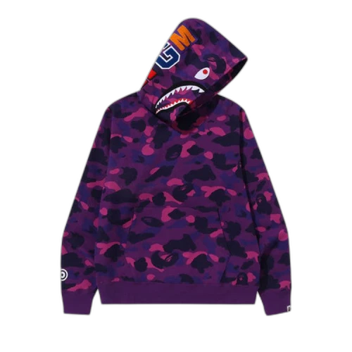 BAPE Color Camo Shark Pullover Hoodie 'Purple'