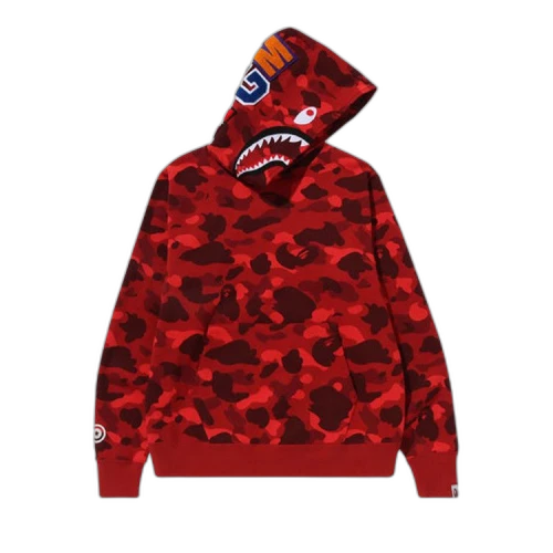 BAPE Color Camo Shark Pullover Hoodie 'Red'