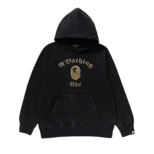 BAPE A Bathing Ape Overdye Pullover Relaxed Fit Hoodie 'Black'
