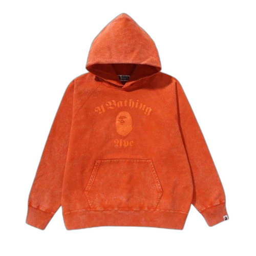 BAPE A Bathing Ape Overdye Pullover Relaxed Fit Hoodie 'Orange'