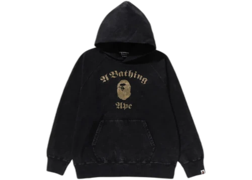 BAPE A Bathing Ape Overdye Pullover Relaxed Fit Hoodie Black