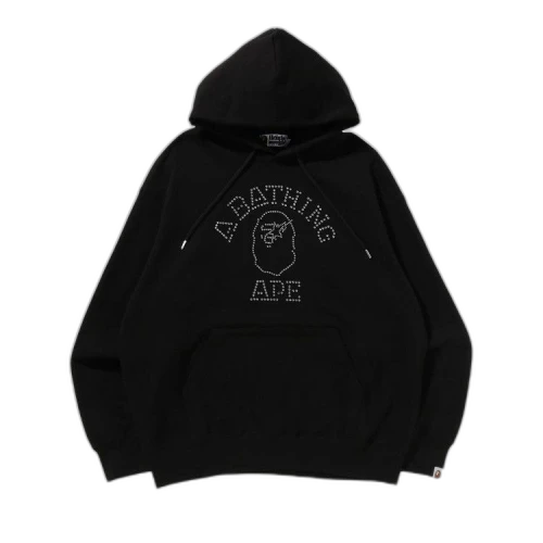 BAPE Rhinestone College Pullover Hoodie 'Black'