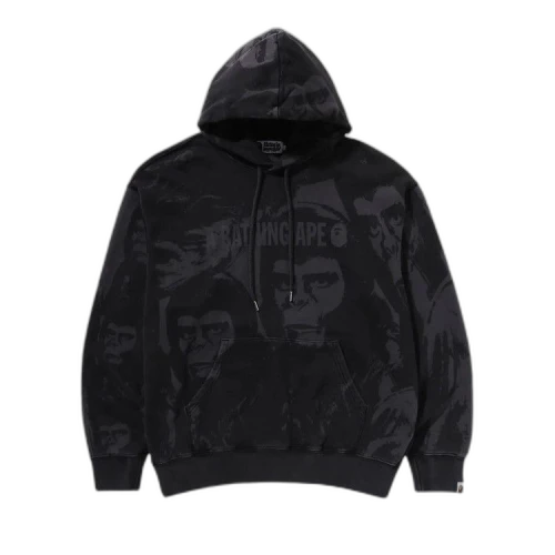 BAPE Overall Garment Dyed Photo Pullover Hoodie 'Black'
