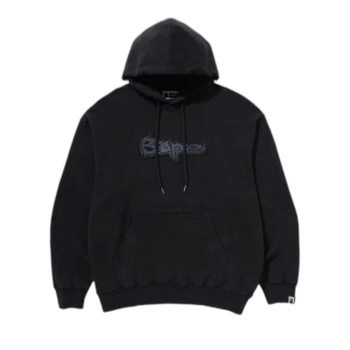 BAPE Destroyed Garment Dyed Pullover Hoodie 'Black'