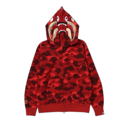 BAPE Color Camo Double Shark Full Zip Hoodie 'Red'