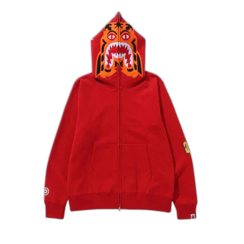 BAPE Tiger Full Zip Hoodie 'Red'