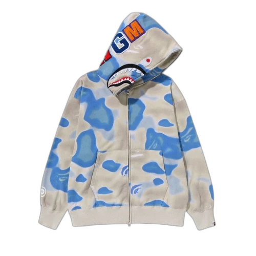 BAPE Liquid Camo Shark Relaxed Fit Full Zip Hoodie 'Blue'