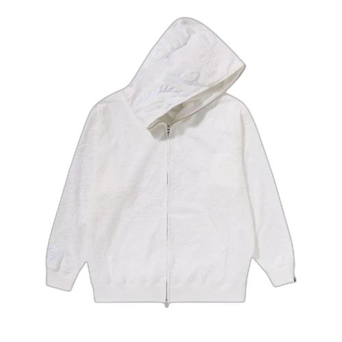 BAPE Line Camo Terry Towel Shark Zip Hoodie 'White'