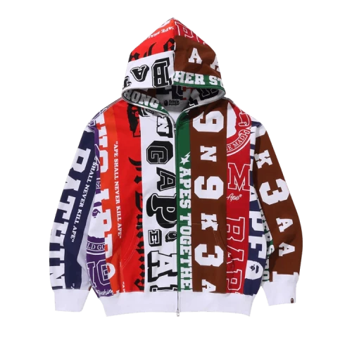 BAPE Fans Scarf Full Zip Hoodie 'Multicolor'