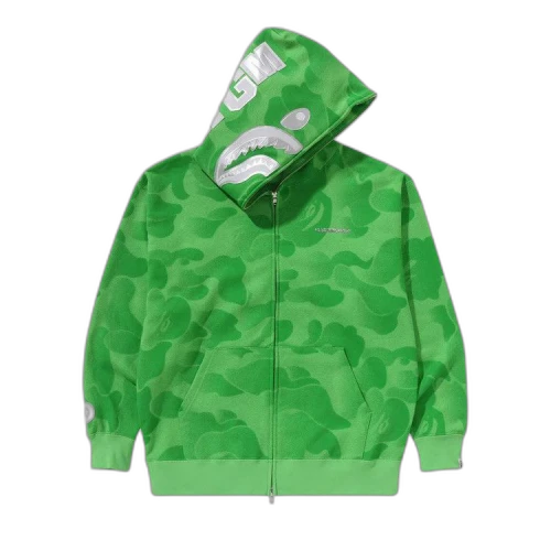 BAPE Ink Camo Shark Zip Hoodie 'Green'