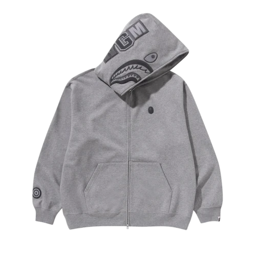 BAPE Ape Head One Point Shark Zip Hoodie 'Grey'