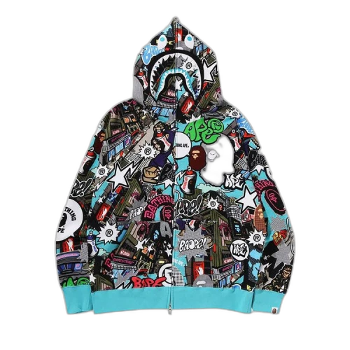 BAPE Comic Art Shark Zip Hoodie 'Multicolor'