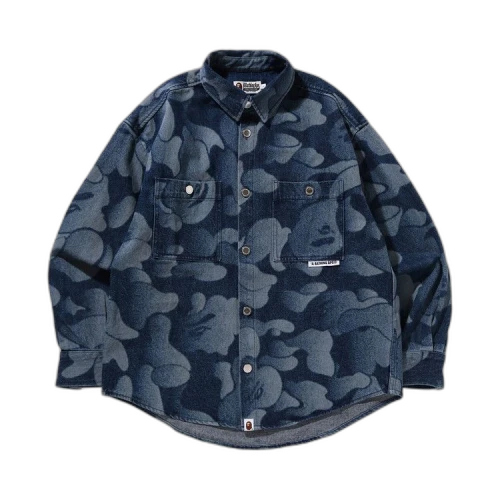 BAPE Solid Camo Laser Work Denim Shirt 'Indigo'