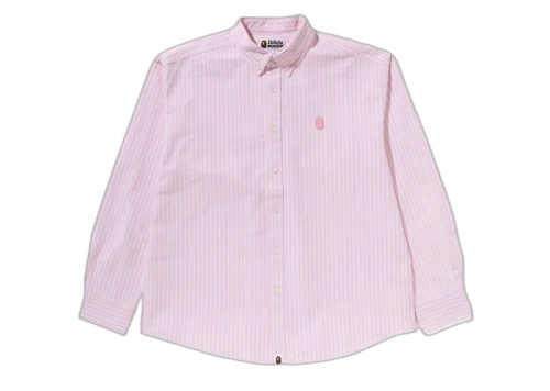 BAPE Ape Head One Point Logo Stripes Shirt Pink