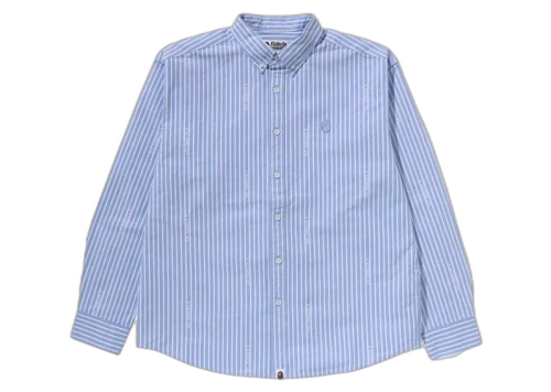 BAPE Ape Head One Point Logo Stripes Shirt Sax