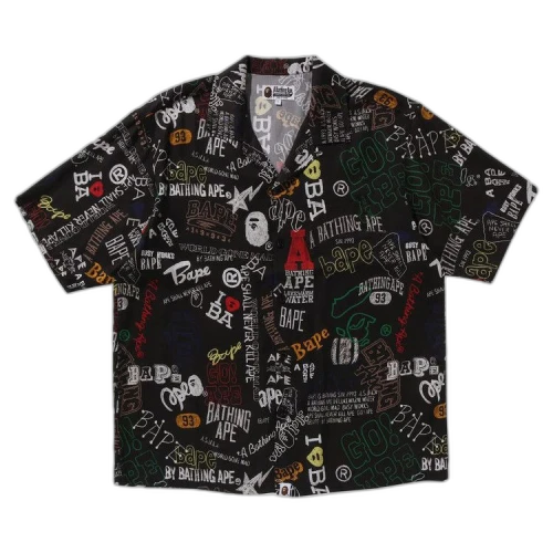 BAPE Hand Draw Open Collar Short-Sleeve Shirt 'Black'