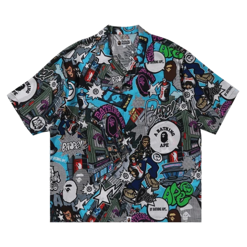 BAPE Comic Art Open Short-Sleeve Shirt 'Multicolor'