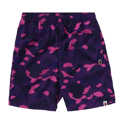 BAPE Color Camo Ape Head One Point Beach Shorts 'Purple'