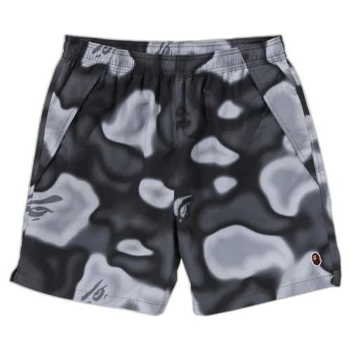 BAPE Liquid Camo One Point Beach Shorts 'Black'