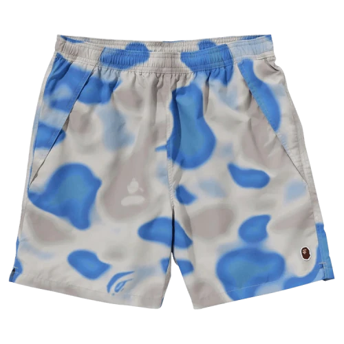 BAPE Liquid Camo One Point Beach Shorts 'Blue'