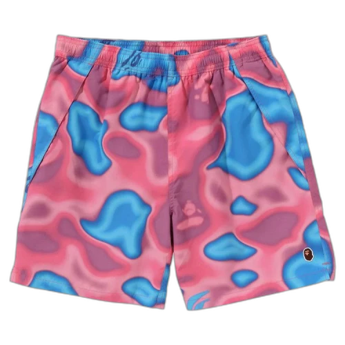 BAPE Liquid Camo One Point Beach Shorts 'Pink'