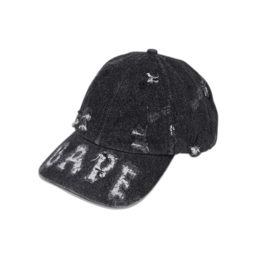 BAPE Denim Distressed Logo Cap 'Black'