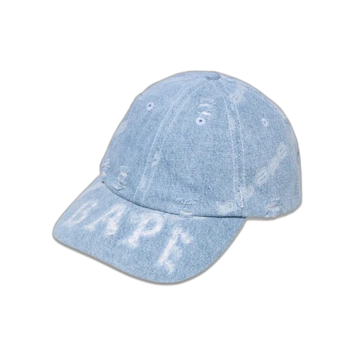 BAPE Denim Distressed Logo Cap 'Light Indigo'