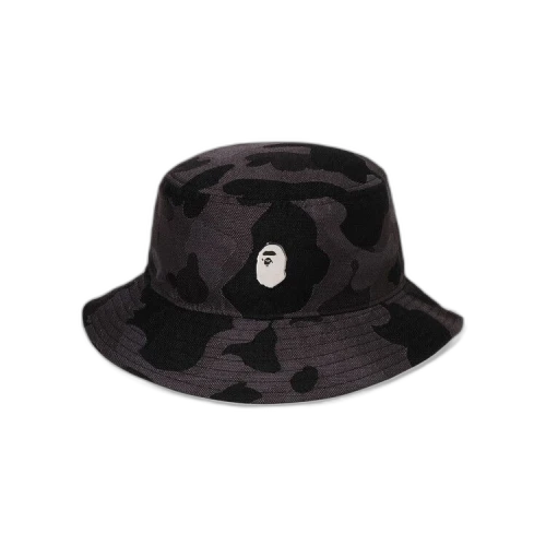 BAPE Camo One Point Metal Logo Pin Bucket Hat 'Black'