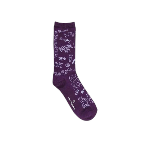 BAPE Graffiti Pattern Socks 'Purple'