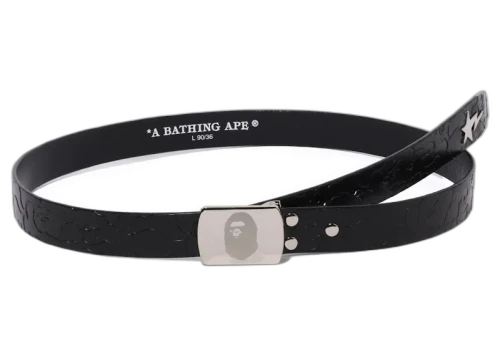 BAPE Neon Camo Narrow Leather Belt Black
