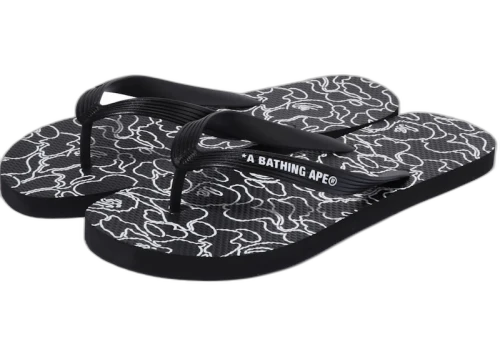 BAPE A Bathing Ape ABC Neon Camo Beach Sandal Black