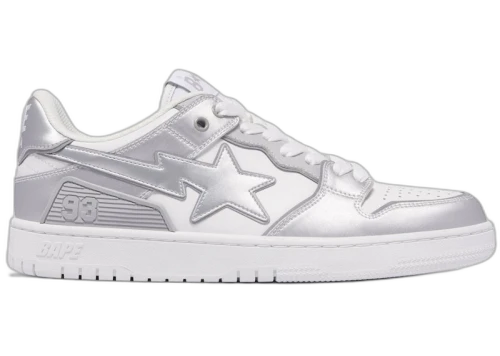 BAPE A Bathing Ape Sk8 Sta #4 White Silver