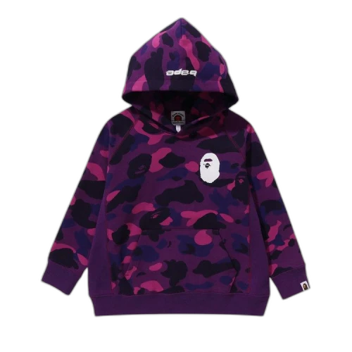 BAPE Kids Color Camo Ape Head Pullover Hoodie 'Purple'