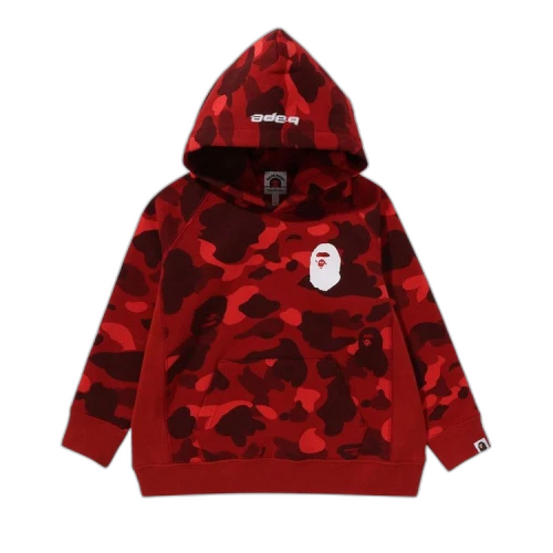 BAPE Kids Color Camo Ape Head Pullover Hoodie 'Red'