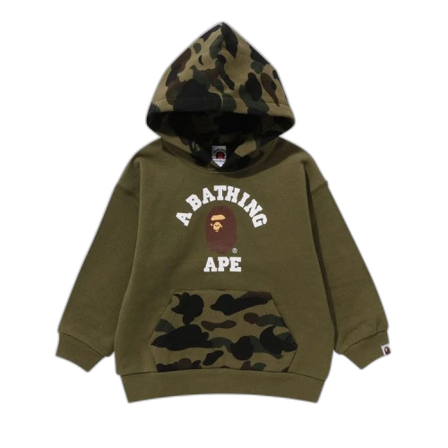 BAPE Kids 1st Camo College Pullover Hoodie 'Green'