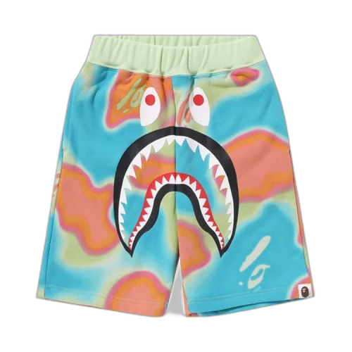 BAPE Kids Liquid Camo Shark Sweatshorts 'Green'