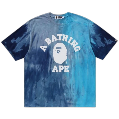 BAPE Ice Dye College Relaxed Fit Tee 'Blue'