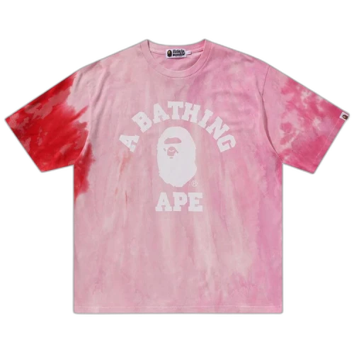 BAPE Ice Dye College Relaxed Fit Tee 'Pink'
