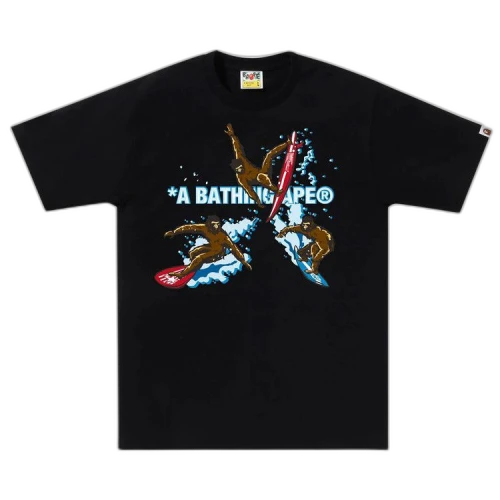 BAPE Surfing Apes Tee 'Black'