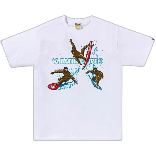 BAPE Surfing Apes Tee 'White'