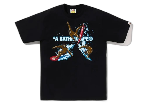 BAPE Surfing Apes Tee Black