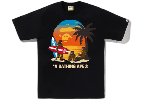 BAPE Sunset Beach Ape Head Tee Black