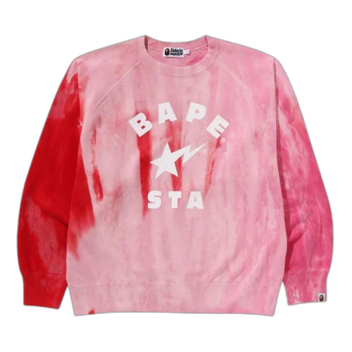 BAPE Ice Dye Sta College Relaxed Fit Crewneck 'Pink'
