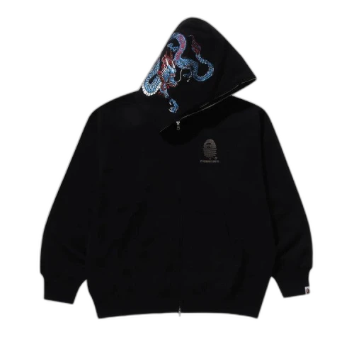 BAPE Tiger And Dragon Relaxed Fit Full Zip Hoodie 'Black'