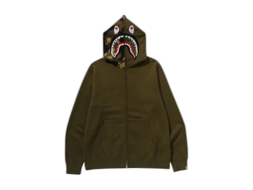 BAPE 1st Shark Full Zip Hoodie Olivedrab