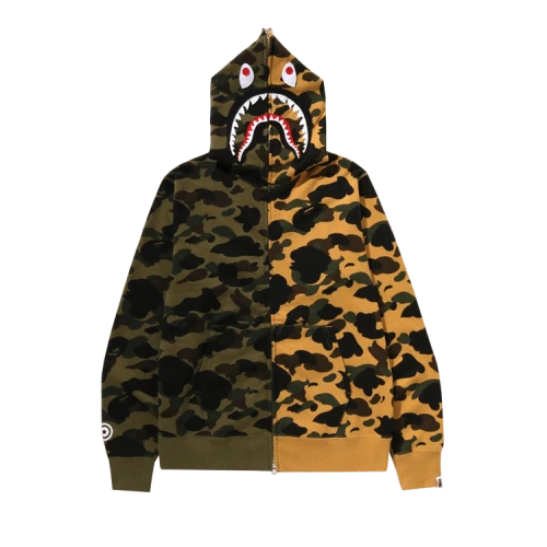 BAPE 1st Camo Separate Shark Full Zip Hoodie 'Green'
