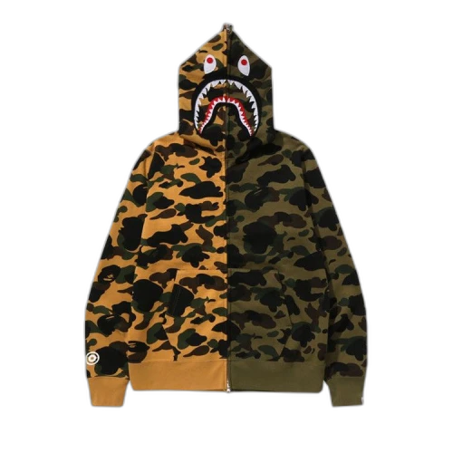 BAPE 1st Camo Separate Shark Full Zip Hoodie 'Yellow'